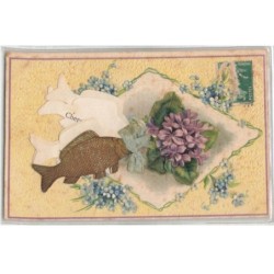 POISSONS AG-MK853 FLEURS MYOSOTIS BLEU POISSONS CARTE A SYSTEME