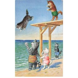 CHATS -MK39855 CHATS HUMANISER MAILLOT DE BAIN LA MER PAR ILLUSTRATEUR