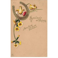 OISEAUX -MK41597 SOUVENIR DE PAQUES POUSSINS OEUFS FER A CHEVAL