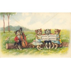 CHATS -MK43619 CHATS HUMANISES MUSICIEN CONTRE BASSE CHANTEURS PARTITIONS DE MUSIQUE