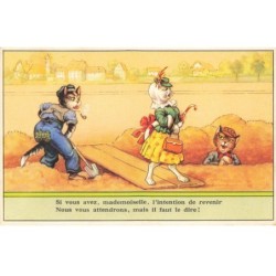 CHAT -35284 CHATS CAT KATZE CHATS HUMANISES MADEMOISELLE AVEZ VOUS L INTENTION DE REVENIR