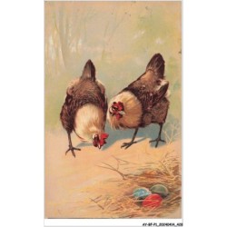 AY-BFP1-0215-POULE - Des poules regardant des œufs