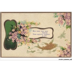 AY-BFP1-0214-POISSON - Mon cœur vers vous l'envoie - Poisson-Volant - Carte Gaufrée