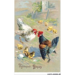 AS-BFP1-0080 - Animaux - Poule, Coq et des poussins - Joyeuses Pâques