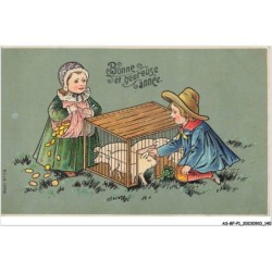 AS-BFP1-0071 - Animaux - Cochon - Bonne et heureuse année - Carte gaufrée