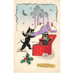 CHATS AC-MK985 BONNE ANNEE CHATS NOIR GROSSE BOITE AJOUTIS
