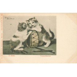 CHATS AB-MK258 DEUX CHATS ET UN TAMBOUR PAR DREHER
