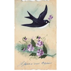ANIMAUX -SAN47204 OISEAU TENANT DANS SON BEC UNE FLEUR