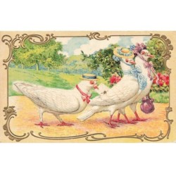 ANIMAUX -SAN47223 OISEAUX PIGEONS BLANCS AVEC DES CHAPEAUX ET LUNETTES