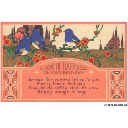 AY-BFP1-0217-OISEAUX - Illustrateur Tuck - A Song of Happiness on your birthday - Art déco