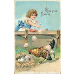 COQ -MK46733 FILLETTE FAIT DES BULLES DE SAVON JOYEUSES PAQUES
