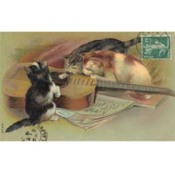 CHATS CHAT -FG35105 CAT KATZE TROIS CHATS SUR UNE GUITARE GAUFREE