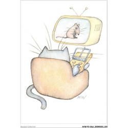 AHWP2-0148 - CHAT - hin - ti mimite - dessin original de hin