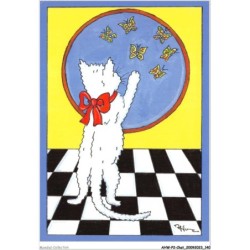 AHWP2-0211 - CHAT - amour félin - la chasse aux papillons