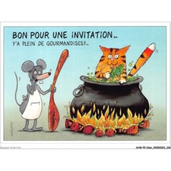 AHWP2-0204 - CHAT - bon pour une invitation - y'a plein de gourmandises - félin pour l'autre ! - daniel mennebeuf