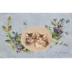 MIKIFP9-026- DEUX CHATS ET DES FLEURS