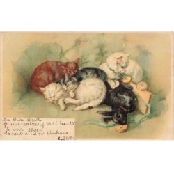 MIKIFP9-006- CHATS ET JOUET ROULANT LAPIN