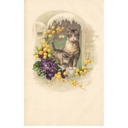 MIKIFP9-021- CHATS GRIS ET FLEURS