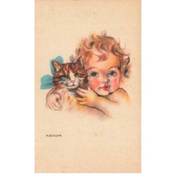 MIKIFP9-022- CHAT ET BEBE PAR ILLUSTRATEUR MB COOPER