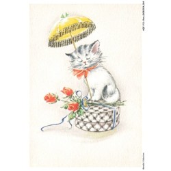 AQFP13-0923-CHAT - le cadeau et le bouquet de fleurs