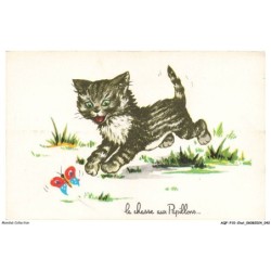AQFP10-0679-CHAT - la chasse aux papillons