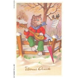 AQFP7-0491-CHAT - chat jouant a la guitare - bonne année