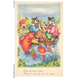 AQFP8-0508-CHAT - en pirogue - les poissons