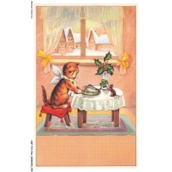 AQFP10-0697-CHAT - le chat et la souris pendant le repas
