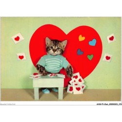 AHWP1-0089 - CHAT - chat habillé jouant aux cartes