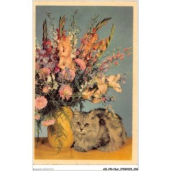 AILP10-0947 - CHAT - pot de fleurs et chat