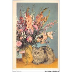 AILP10-0953 - CHAT - pot de fleurs et chat