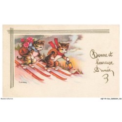 AQFP9-0637-CHAT - le ski - bonne et heureuse année