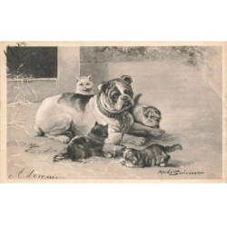 MIKIBP5-051- DES CHATS AVEC UN CHIEN PAR ILLUSTRATEUR MAUDE SERIVENET