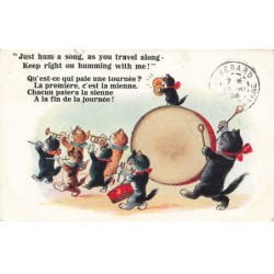 MIKIDP1-036- CHATS HUMANISE MUSICIENS FANFARE PAR ILLUSTRATEUR BARNES
