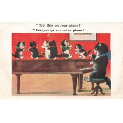 MIKIDP1-038- CHAT PIANISTE ET CHATONS HUMANISE PAR ILLUSTRATEUR BARNES