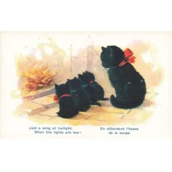 MIKIDP7-001- CHAT ET CHATONS EN ATTENDANT LHEURE DE LA SOUPE PAR ILLUSTRATEUR FLORENCE BARNES