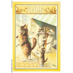 ASBP1-0016-ANIMAUX - CHATS ET LE POISSON D'AVRIL