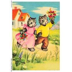 ASBP1-0036-ANIMAUX - CHATS ET LES FLEURS