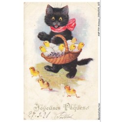 AWPP14-0825-ANIMAUX - Chat et poussins - Joyeuses paques - Barnes
