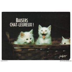 ASHP4-0209-CHAT - TROIS CHATONS BLANC DANS UN PANIER - BAISERS CHAT-LEUREUX