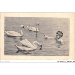 AJGP10-0883 - OISEAUX - LES CYGNES ET UN ENFANT