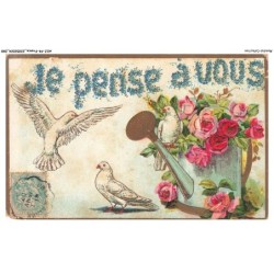 AOJP4-0244-OISEAUX - JE PENSE A VOUS - OISEAUX ET FLEURS