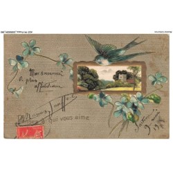 AOJP4-0245-OISEAUX - MON SOUVENIR LE PLUS AFFECTUEUX - PENSEZ A QUI VOUS AIME - OISEAUX ET FLEURS