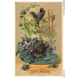 AOJP4-0243-OISEAUX - BIEN A VOUS - OISEAUX ET FLEURS