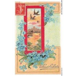 AOJP4-0248-OISEAUX - BON SOUHAITS - OISEAUX ET FLEURS