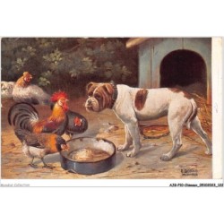 AJGP10-0904 - OISEAUX - POULETS ET CHIEN