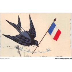 AJGP11-1001 - OISEAUX - OISEAU AVEC DRAPEAU FRANCAIS AU BEC