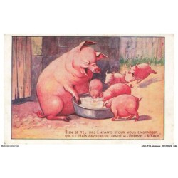 ASHP13-0814-ANIMAUX - COCHON ET SES PETITS - RIEN DE TEL MES ENFANTS POUR VOUS ENGRAISSER QUE CE MAÏS SAVOUREUX