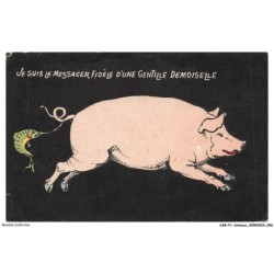 ASBP1-0044-ANIMAUX - COCHON - JE SUIS LE MESSAGER FIDELE D'UNE GENTILLE DEMOISELLE