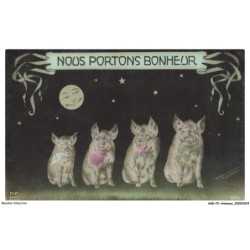 ASBP2-0065-ANIMAUX - COCHONS - NOUS PORTONS BONHEUR